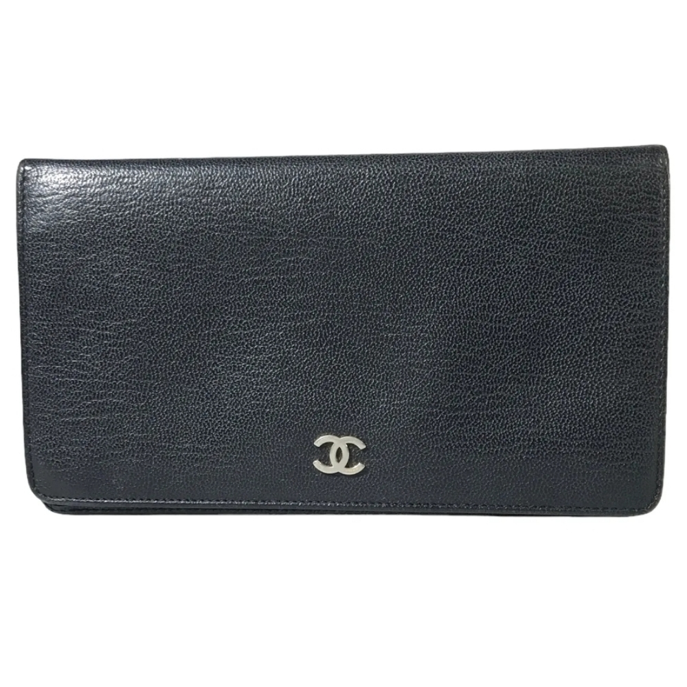 CHANEL WALLET LONG WALLET LEATHER CC LOGO BLACK - Picture 2 of 12
